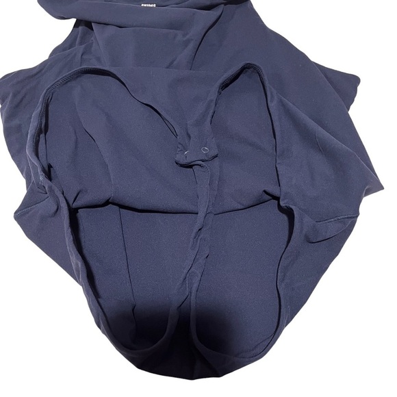 Skims Fits Everbody High Neck Bodysuit Navy Blue Size 4X Thong Back - Picture 7 of 9